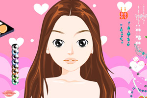 披肩发美眉化妆