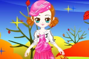 女孩在绿色的森林