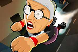 愤怒的老奶奶向前飞