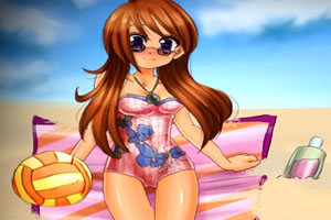 沙滩渡假的女孩