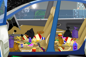 打扫脏乱的小汽车