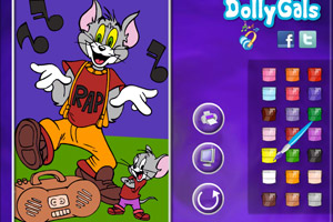 为跳舞的汤姆杰瑞上色