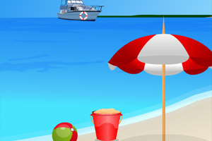 逃离海滩进入小屋