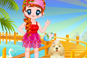 可爱女孩和小狗