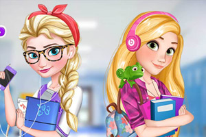 艾莎和长发公主去上学