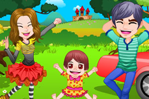 一家人快乐春游