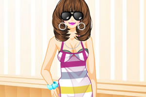 条纹马克西礼服