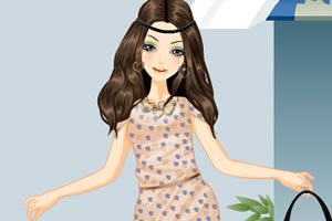 腰带碎花连衣裙