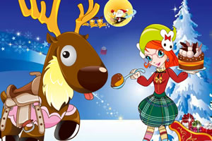 圣诞女孩和麋鹿