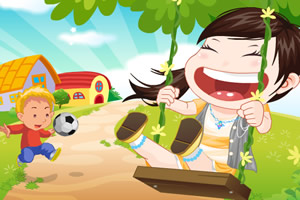 秋千上的小女孩