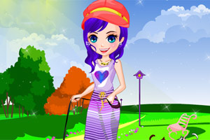 遛狗的可爱女孩