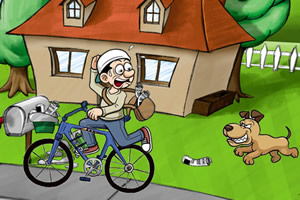 骑自行车的送信员