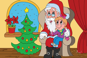 为圣诞老人与小孩上色