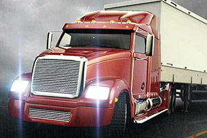 红色货柜大卡车