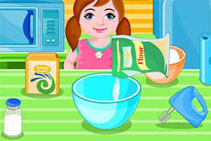 女孩学做纸杯蛋糕