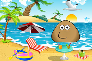 土豆君在沙滩度假