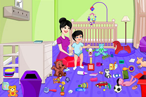 与保姆一起整理房间