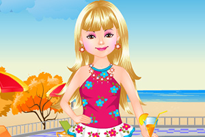 泳池边的小女孩