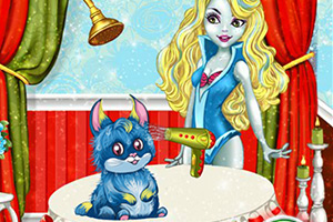 女孩的蓝色宠物