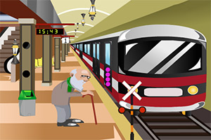 小女孩逃出火车