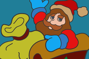 圣诞老人雪橇填颜色