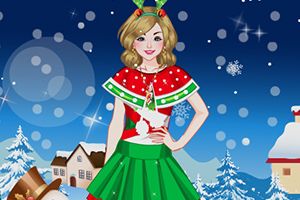 可爱女孩过圣诞节