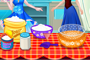 冰雪姐妹制作蛋糕