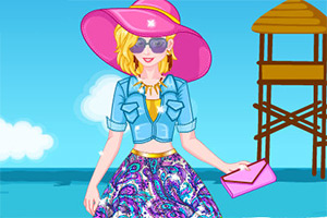 长发公主设计夏日印花裙