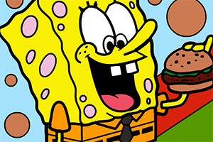 海绵宝宝吃汉堡填色