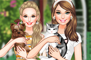 女孩的可爱宠物