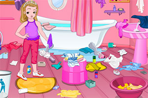 小女孩浴室清洁