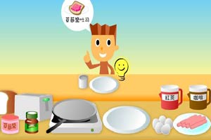 煎蛋肠吐司早餐