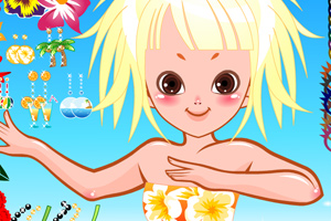 小女孩泳装化妆