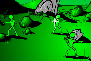 射击绿色外星人