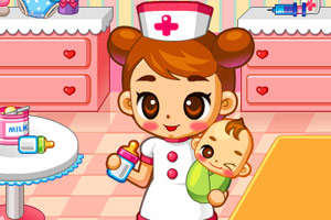 育婴房护士照顾婴儿