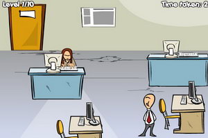 偷懒员工逃出办公室