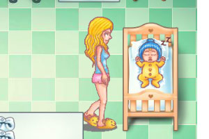 漂亮妈妈照顾宝宝