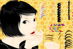 黑短发女生化妆