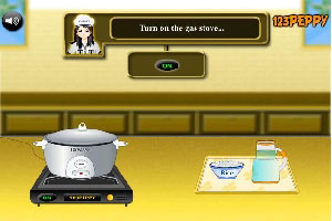 厨师做海鲜炒饭