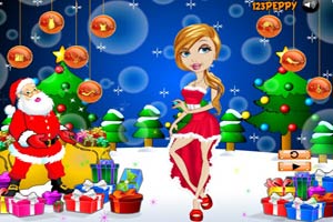 圣诞节长发女生