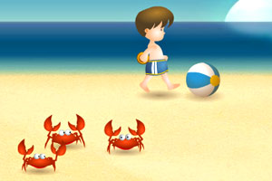 唯美沙滩抓螃蟹