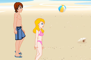 电眼美少女海滩调情