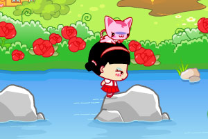 小黑花花跳石头