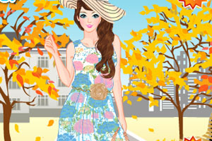 深秋碎花连衣裙