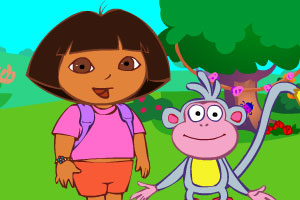 朵拉与小猴子捉迷藏