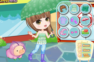 雨中漫步的小猪