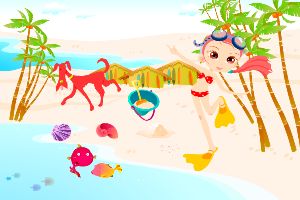 漂亮的女孩在海滩上