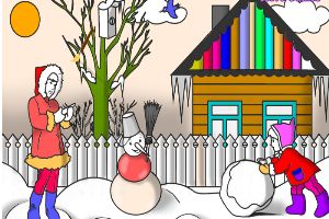 寒冷的冬天填色