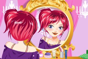 学生照镜子化妆