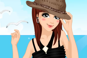 时尚女孩与帽子